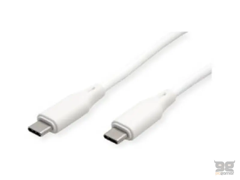 ROLINE USB 2.0 kabl, C–C, M/M, 60W, silicone, bijeli, 1 m