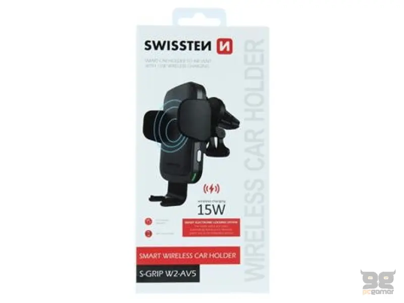 Swissten Car holder with wireless charger, S-grip W2-AV5