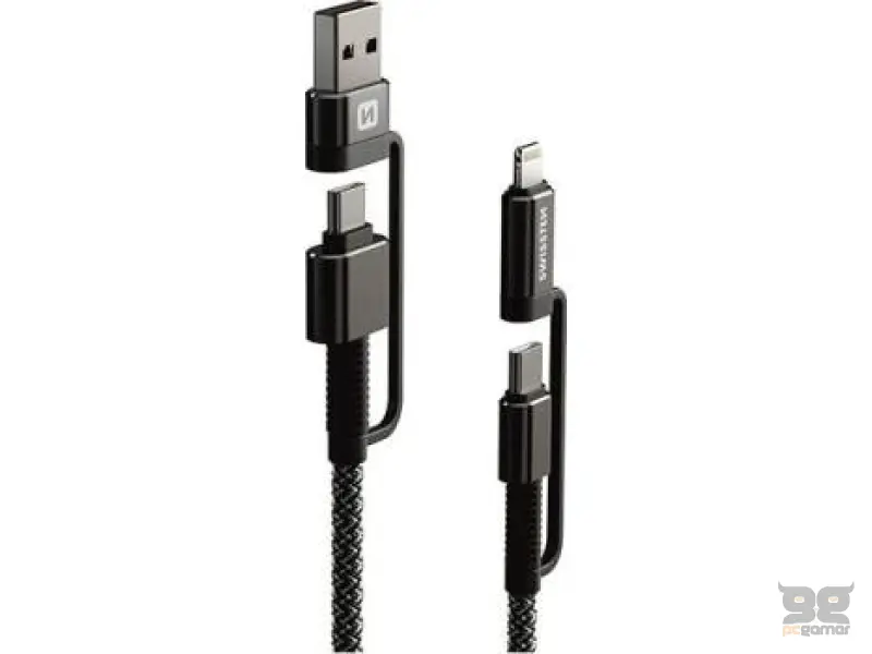 Swissten DATA CABLE KEVLAR 4in1 3A 1,5 M ANTRACIT