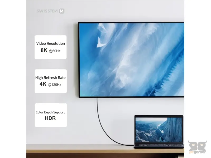 Swissten Kabl Data Video USB-C 4.0 – 240W, 40Gbps, 8K 60Hz, 1.5m Black