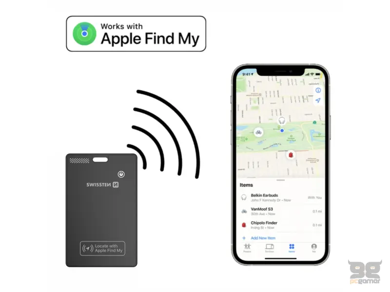 Swissten Find Card Smart Locator With Apple Find My Function - Black