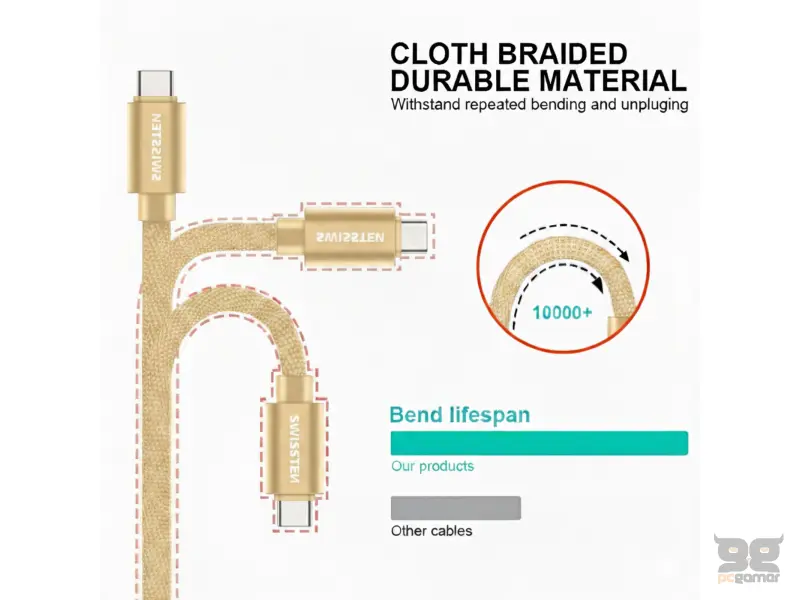 Swissten Data kabl Textile USB / USB-C 1.2m Gold