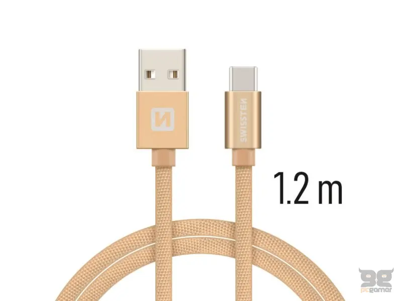 Swissten Data kabl Textile USB / USB-C 1.2m Gold