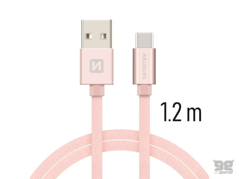 Swissten Data kabl Textile USB / USB-C 1.2m Rose/Gold