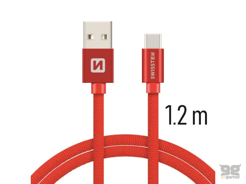 Swissten Data kabl Textile USB / USB-C 1.2m Red