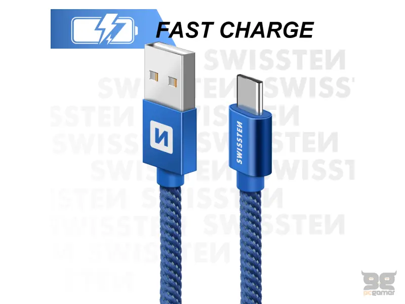 Swissten Data kabl Textile USB / USB-C 1.2m Blue