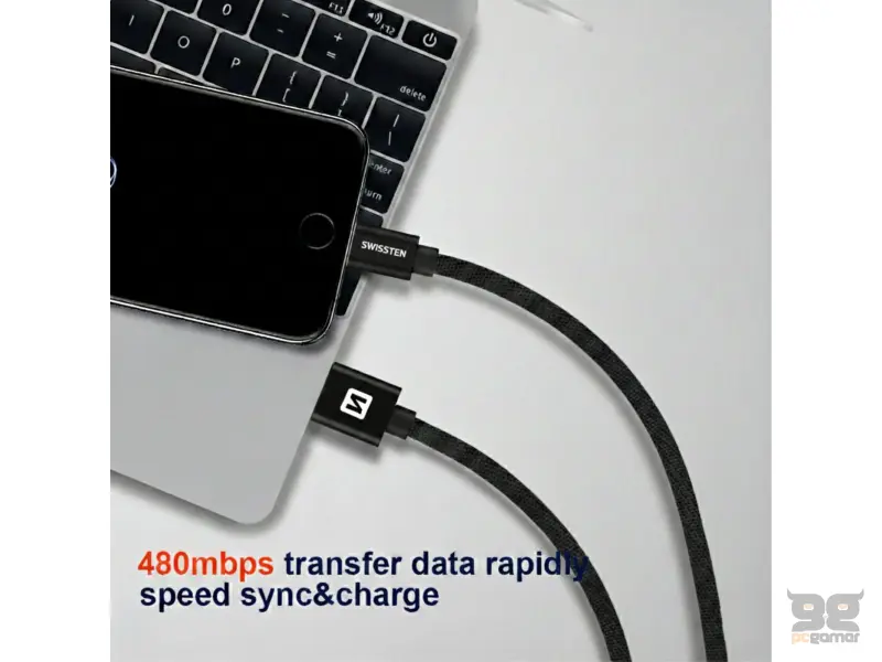 Swissten Data kabl Textile USB / USB-C 2m Black