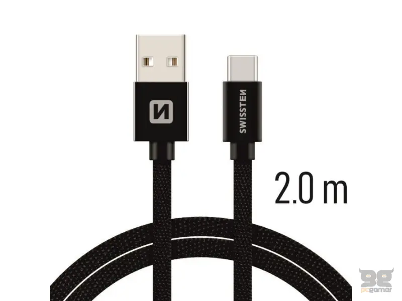 Swissten Data kabl Textile USB / USB-C 2m Black
