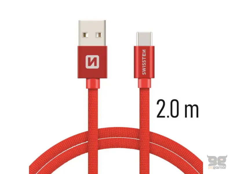 Swissten Data kabl Textile USB / USB-C 2m Red