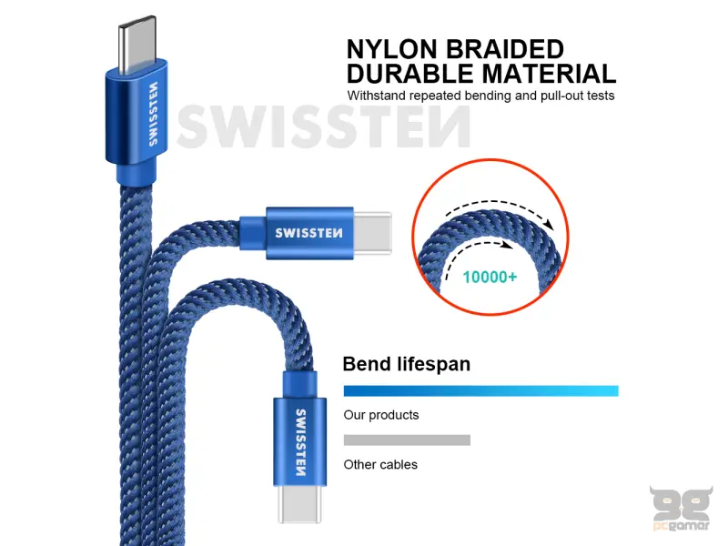 Swissten Data kabl Textile USB / USB-C 2m Blue