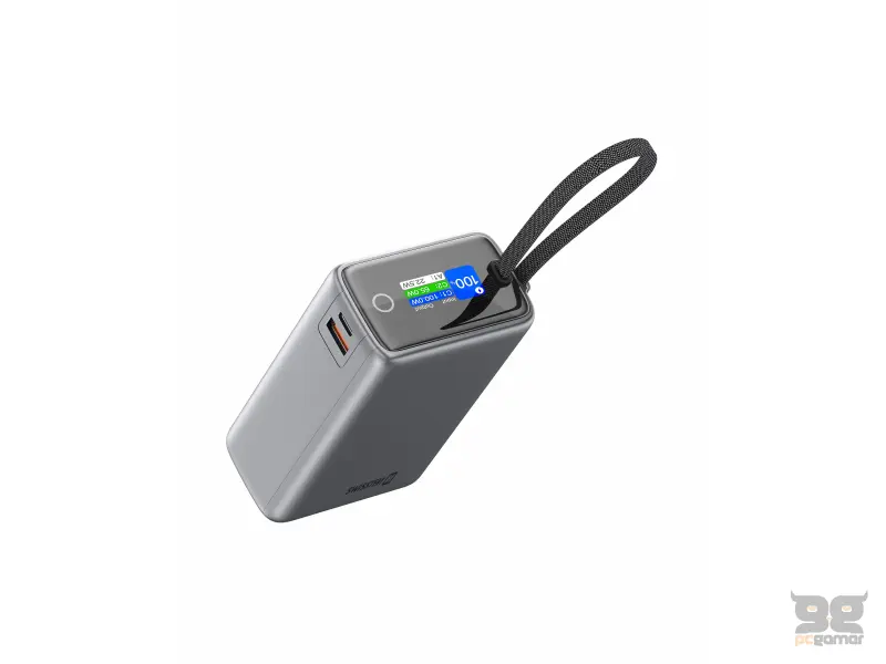 Swissten Power Bank Traveling 25000 mAh (96.25Wh) 100W With Built-In USB-C Cable Grey