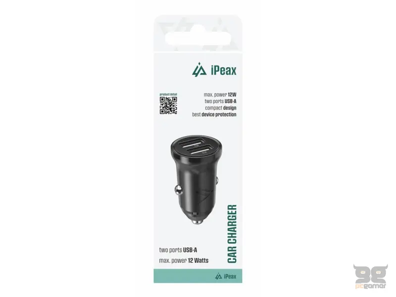 iPEAX Car Charger CL-01, 2,4A, 2x USB-A BLACK