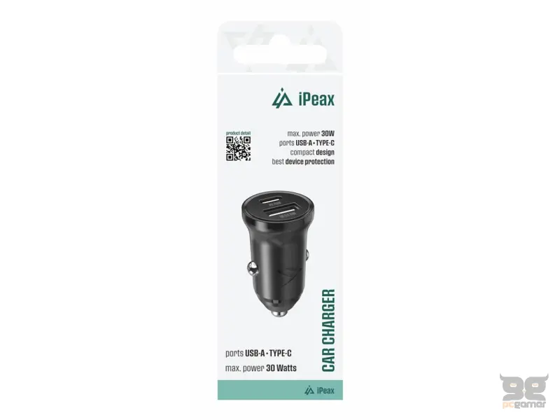 iPEAX Car Charger CL-04, PD, 300W, USB-C + USB-A BLACK