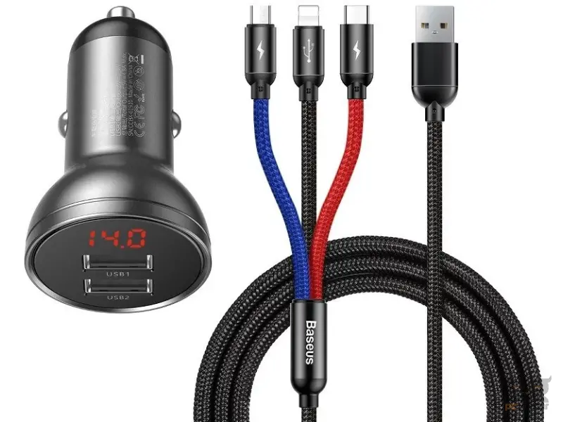Baseus auto punjac Dual USB 4.8A Car Charger 2m