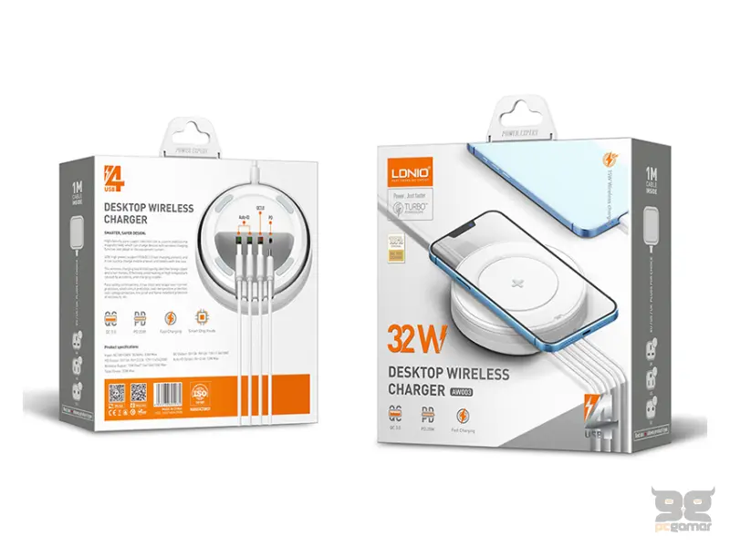 LDNIO AW003 5u1 Desktop QC Wireless 32W Punjač 