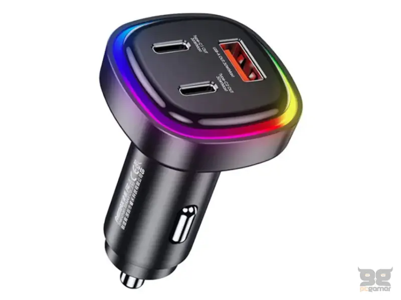 REMAX RCC-330 3u1 Fast auto punjač RGB crni 