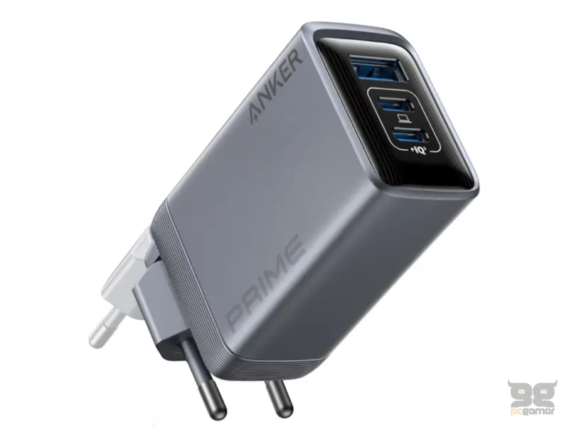 ANKER Prime 100W GaN zidni brzi punjač, 3-porta (2x USB-C i 1x USB-A) srebrni 