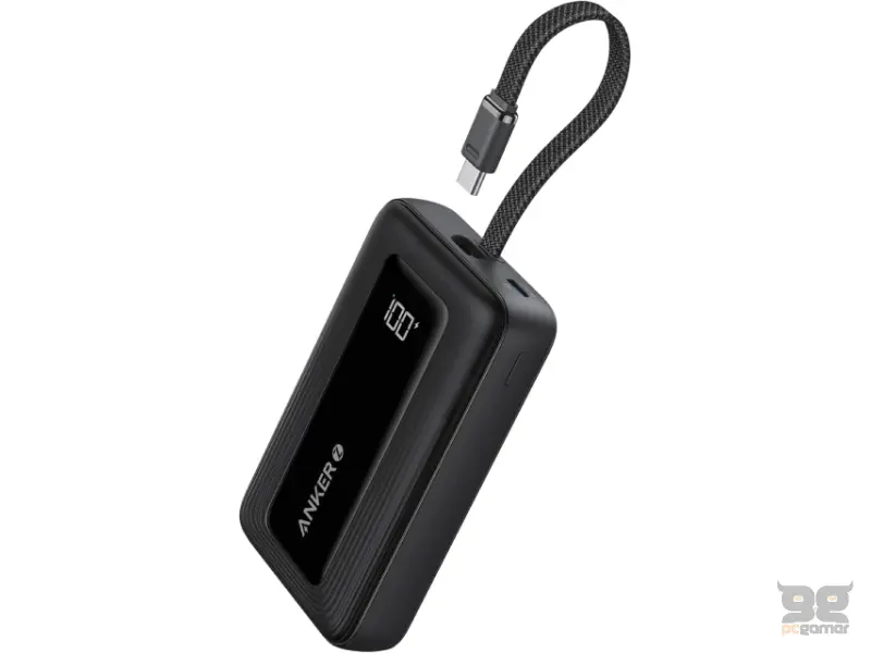 ANKER Zolo 20000mAh, 22.5W, sa ugrađenim USB-C kablom, Power Bank crni 