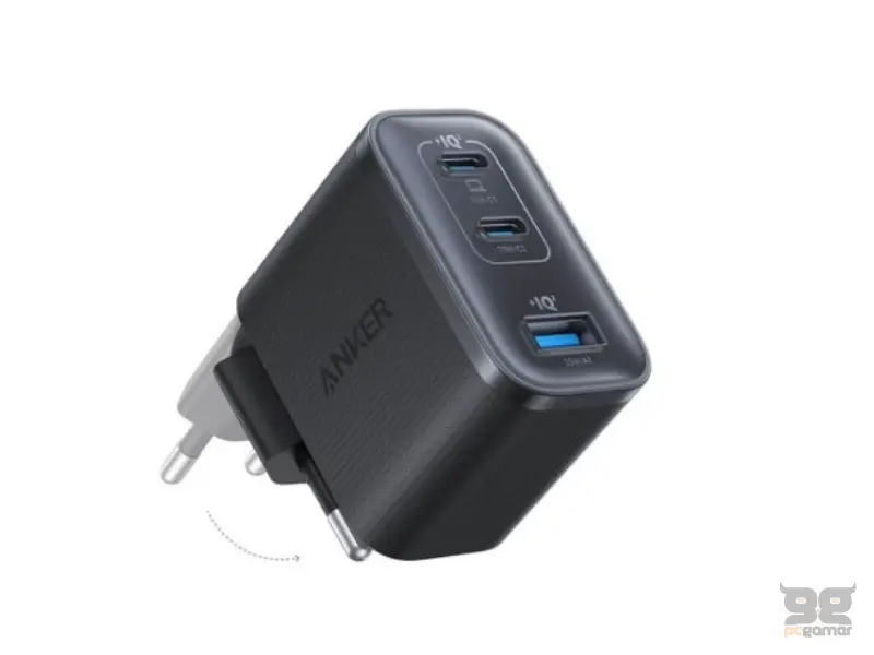 ANKER Prime 70W GaN zidni brzi punjač, 3-porta (2x USB-C i 1x USB-A) crni 