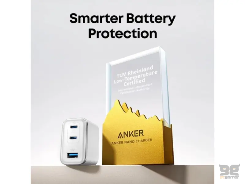 ANKER Prime 70W GaN zidni brzi punjač, 3-porta (2x USB-C i 1x USB-A) crni 