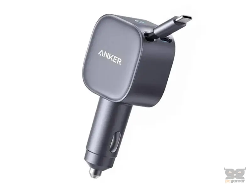 ANKER Nano 75W, sa ugrađenim USB-C kablom na izvlačenje i USB-C portom, auto punjač 