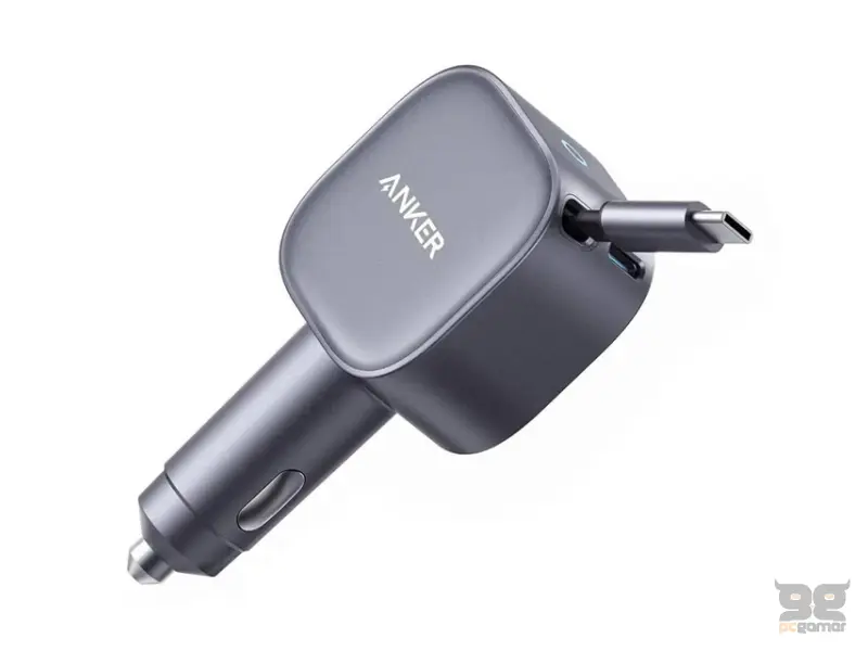 ANKER Nano 75W, sa ugrađenim USB-C kablom na izvlačenje i USB-C portom, auto punjač 