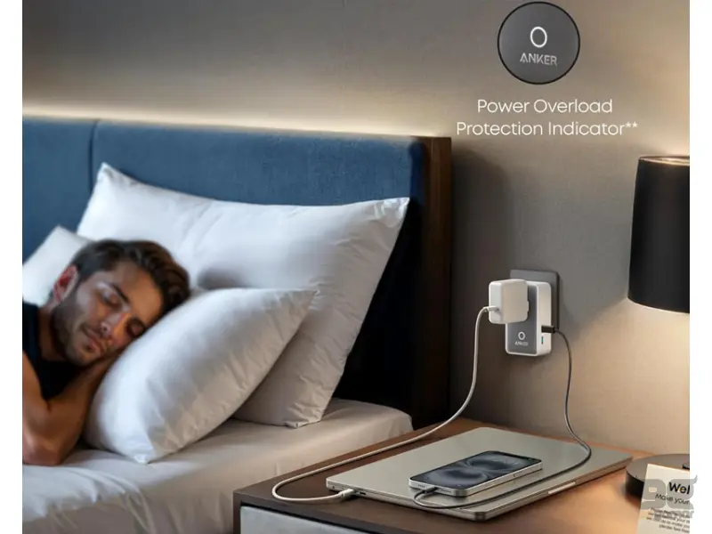 ANKER Nano 20W putni zidni punjač 5-portova (2x USB-A, 2x USB-C, utičnica EU na US, UK, AU i EU), beli 