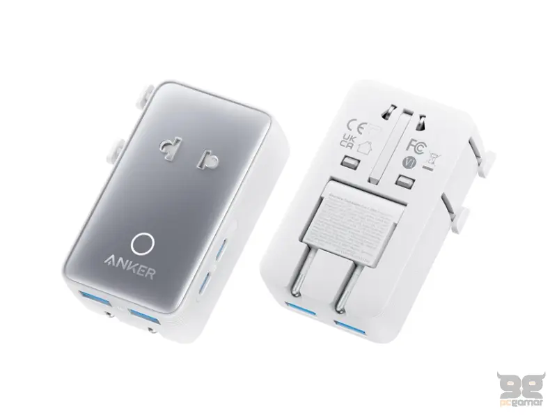 ANKER Nano 20W putni zidni punjač 5-portova (2x USB-A, 2x USB-C, utičnica EU na US, UK, AU i EU), beli 
