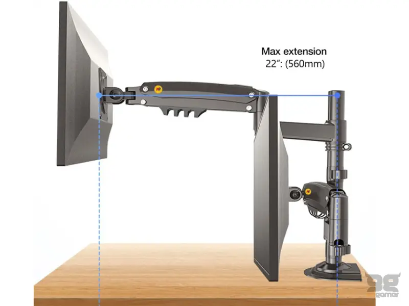 NORTH BAYOU H180 stoni nosač za dva monitora mat crni 17-27 inča 