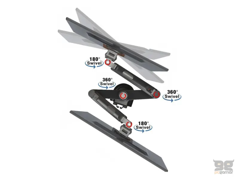 NORTH BAYOU H180 stoni nosač za dva monitora mat crni 17-27 inča 