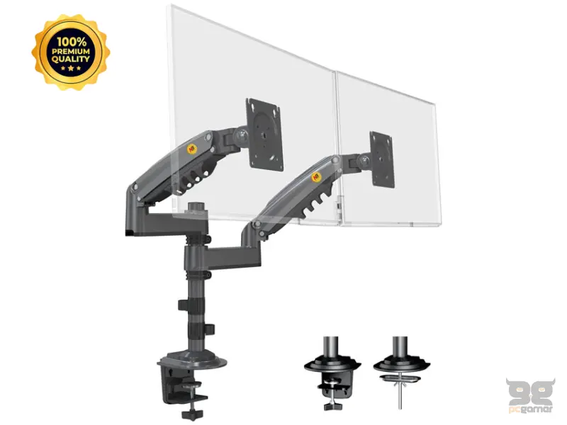 NORTH BAYOU H180 stoni nosač za dva monitora mat crni 17-27 inča 