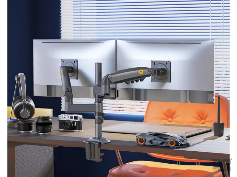 NORTH BAYOU H180 stoni nosač za dva monitora mat crni 17-27 inča 