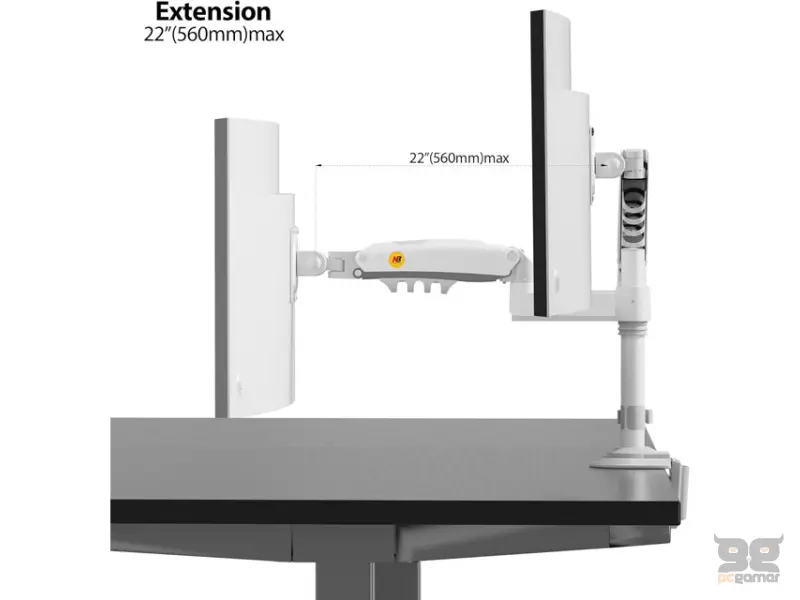 NORTH BAYOU H180 stoni nosač za dva monitora beli 17-27 inča 
