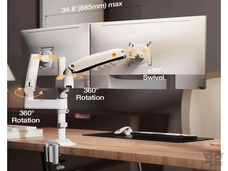 NORTH BAYOU H180 stoni nosač za dva monitora beli 17-27 inča 