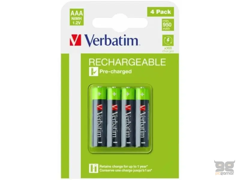 VERBATIM Punjive baterije Ni-MH AAA HR03 950mAh 1.2V 49514 4kom 