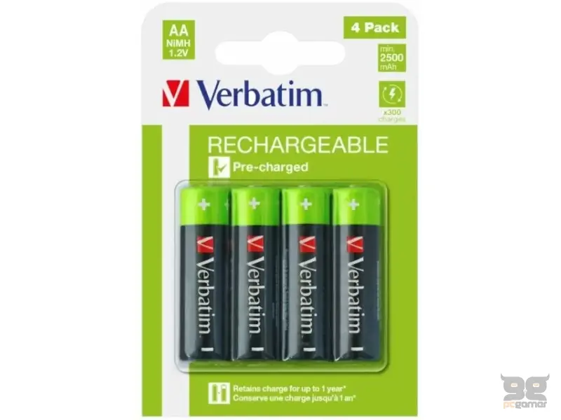 VERBATIM Punjive baterije Ni-MH AA HR06 2500mAh 1.2V 49517 4kom 