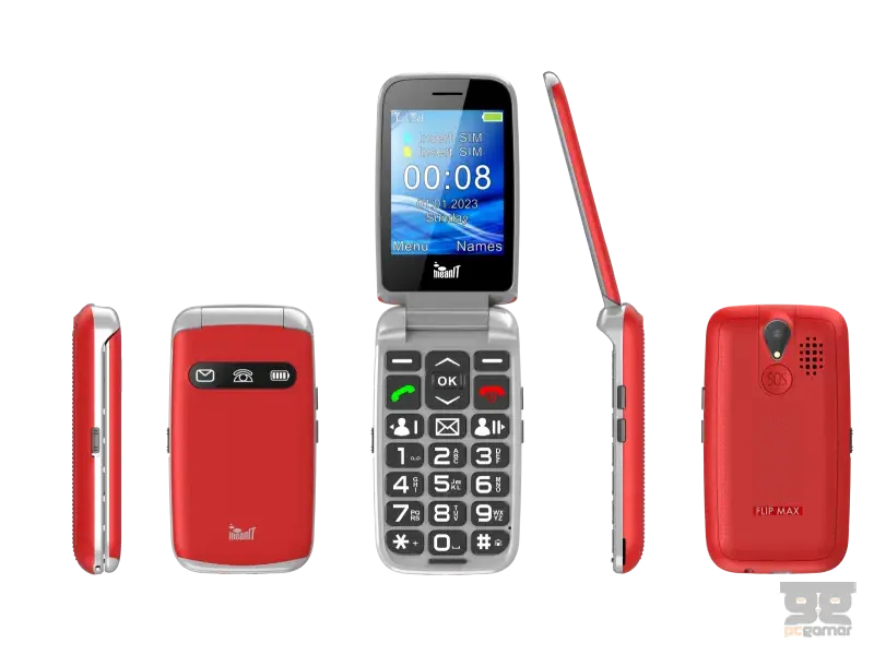 MeanIT Mobilni telefon SENIOR Flip Max-Crveni