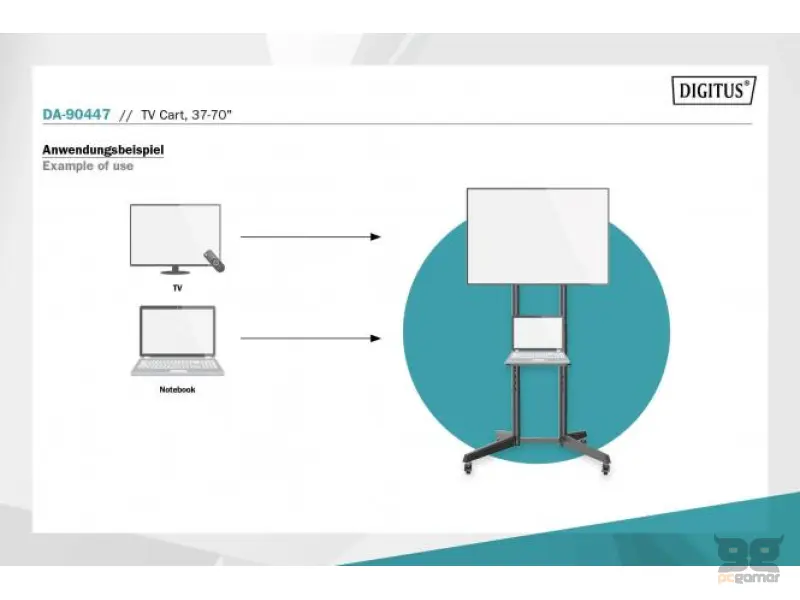 Digitus TV mobilni podni nosac sa policom, do 50kg, 37"-70"
