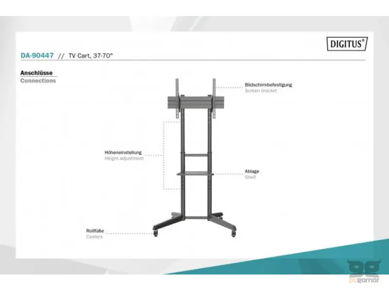 Digitus TV mobilni podni nosac sa policom, do 50kg, 37"-70"