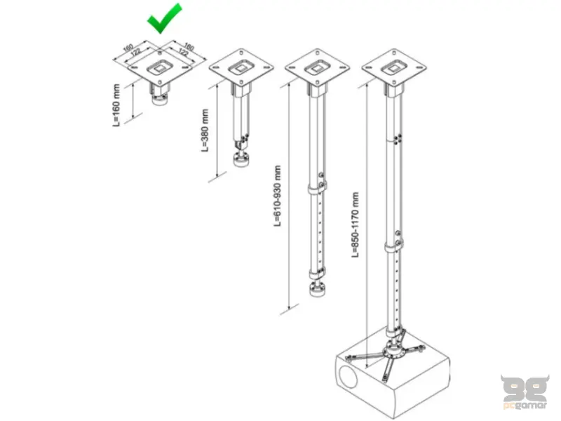 VEGA CM 25-160 univerzalni plafonski nosač za projektor 