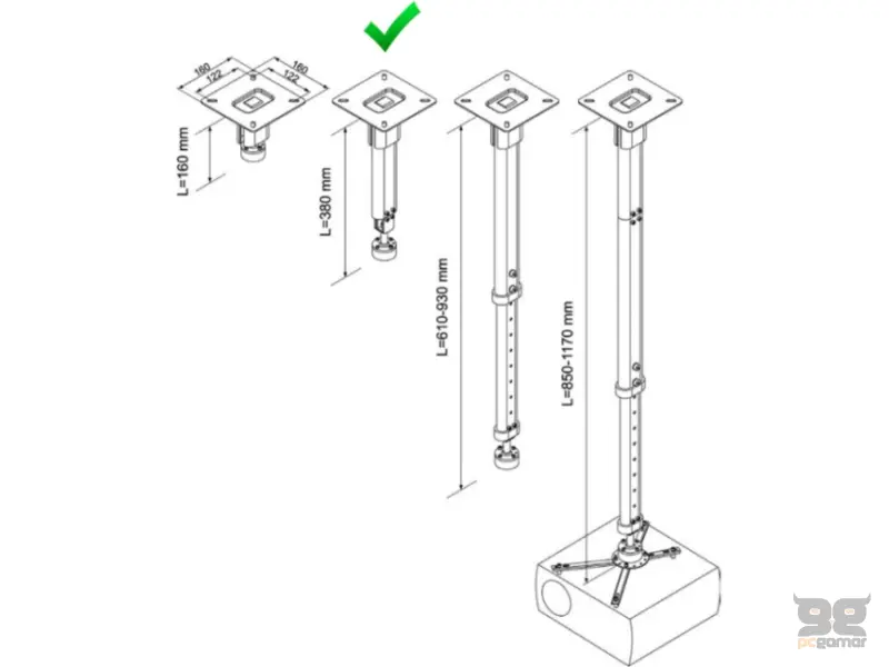 VEGA CM 25-380 univerzalni plafonski nosač za projektor 