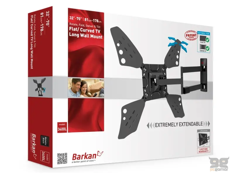 BARKAN 3400L.B LCD TV zglobni zidni nosač do 86 inča za ravne i zakrivljene televizore 