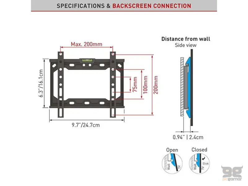 BARKAN E202+.B LCD TV zidni nosač do 43 inča 