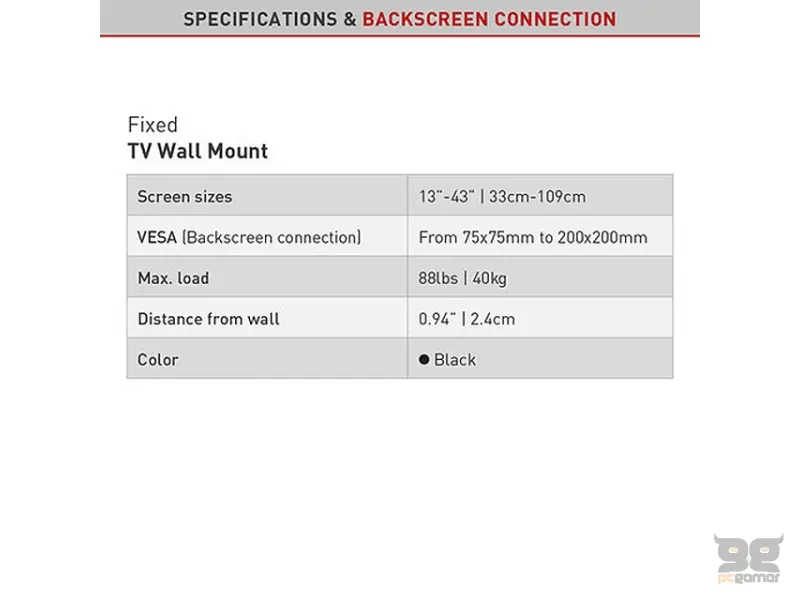 BARKAN E202+.B LCD TV zidni nosač do 43 inča 