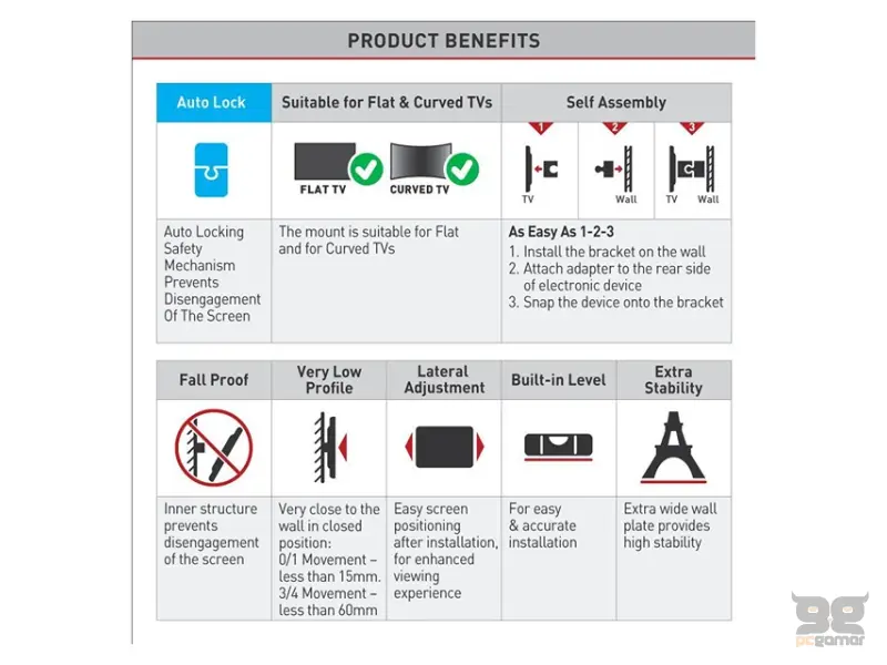 BARKAN E302+.B LCD TV zidni nosač do 65 inča 