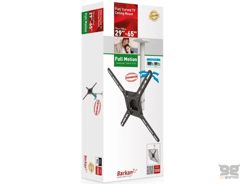 BARKAN 3500.W LCD TV plafonski nosač do 65 inča za ravne i zakrivljene televizore beli 
