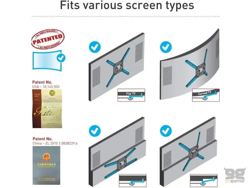 BARKAN 3500.W LCD TV plafonski nosač do 65 inča za ravne i zakrivljene televizore beli 