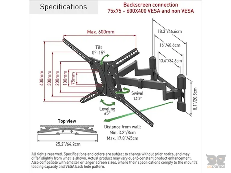 BARKAN BM464 LCD TV zglobni zidni nosač od 13 do 90 inča 