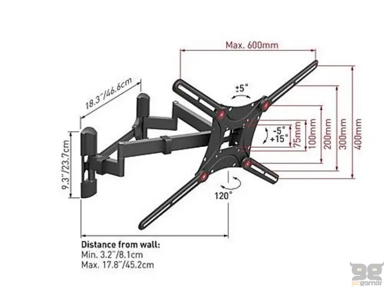 BARKAN BM464 LCD TV zglobni zidni nosač od 13 do 90 inča 
