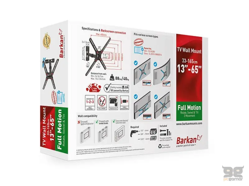 BARKAN BM331 TV zglobni zidni nosač od 13 do 65 inča 